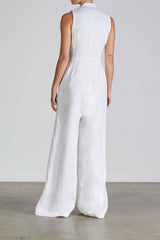 Trinidad Organic Linen Jumpsuit - White - BLVD