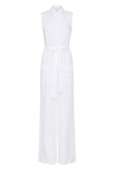 Trinidad Organic Linen Jumpsuit - White - BLVD