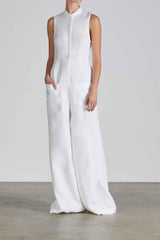 Trinidad Organic Linen Jumpsuit - White - BLVD