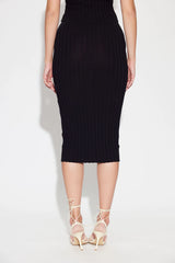 Capri Cut Out Midi Skirt - Jet Black - BLVD