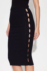 Capri Cut Out Midi Skirt - Jet Black - BLVD