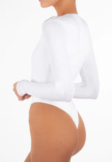 Long Sleeve Deep V Bodysuit - Ivory