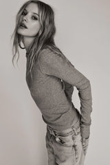 Long Sleeve Fitted Top - Heather Grey