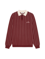 Signature Knitted LS Polo - Chocolate Truffle Red