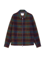 Check Wool Zipper Coach Jacket - Rosin Green