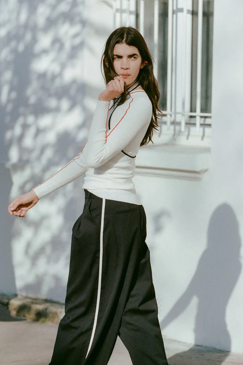 Side Stripe Homme Pant - Black Pinstripe