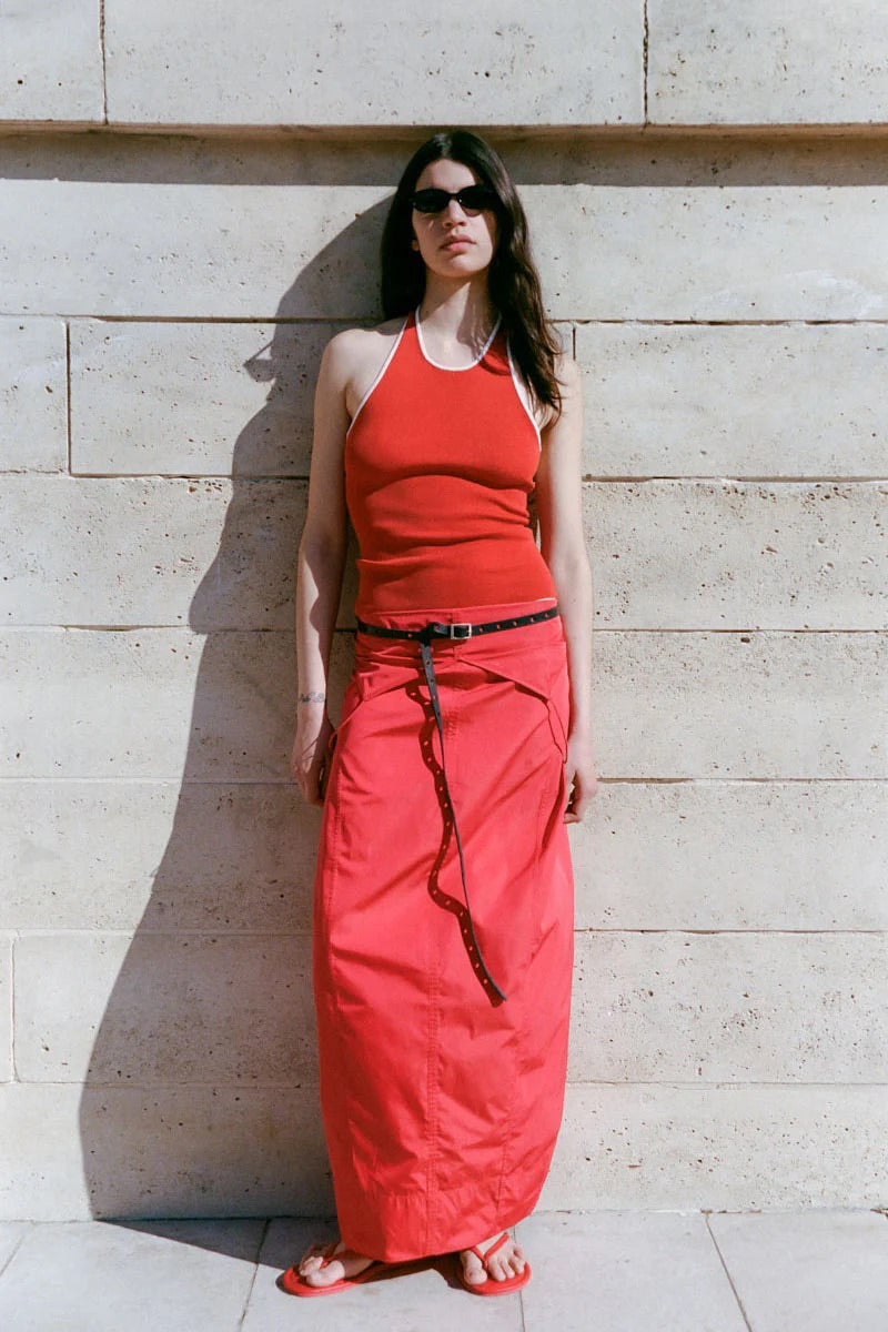 Fine Line Halter Top - Red