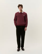 Signature Knitted LS Polo - Chocolate Truffle Red