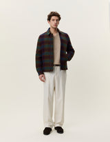 Check Wool Zipper Coach Jacket - Rosin Green