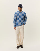 Check Knit - Dark Denim Blue