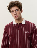 Signature Knitted LS Polo - Chocolate Truffle Red