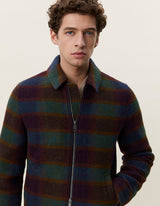 Check Wool Zipper Coach Jacket - Rosin Green