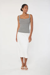 Rey Bias Cut Midi Skirt - White