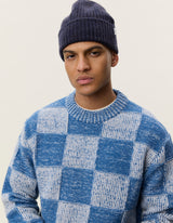 Check Knit - Dark Denim Blue