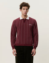 Signature Knitted LS Polo - Chocolate Truffle Red