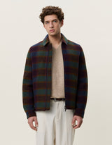 Check Wool Zipper Coach Jacket - Rosin Green