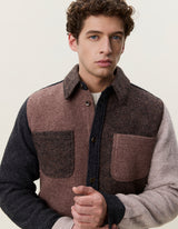 Wool Colourblock Overshirt - Molé Brown