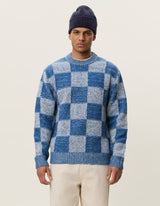 Check Knit - Dark Denim Blue
