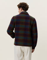 Check Wool Zipper Coach Jacket - Rosin Green