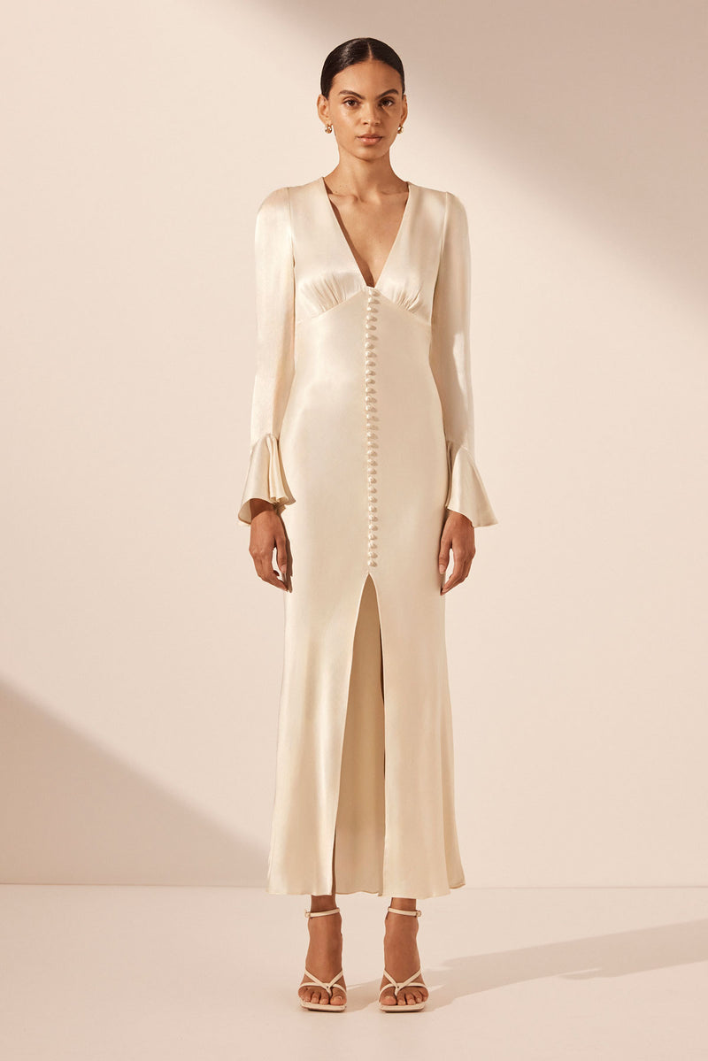 La Lune Cream Dress Long Shona Joy LA LUNE LACE BACK MAXI DRESS CREAM La Lune Cream Dress Long Shona Joy LA LUNE LACE BACK MAXI DRESS CREAM