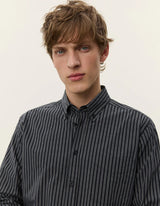 Kent Stripe Poplin Shirt - Black