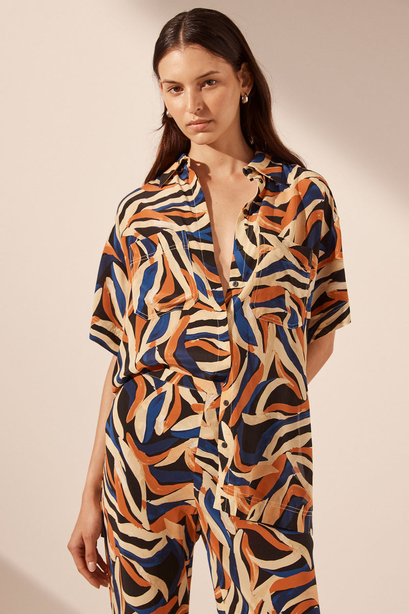 Palma Silk Relaxed Shirt - Cobalt