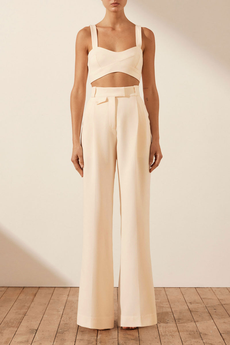 Irena High Waisted Tailored Pant - Ivory