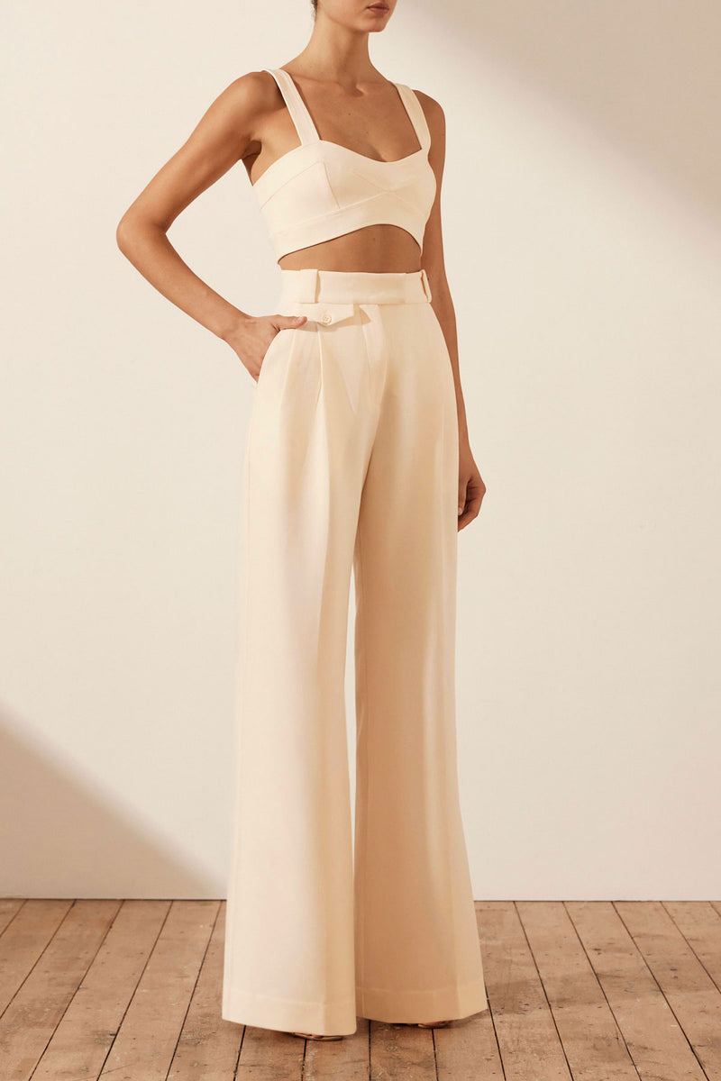 Irena High Waisted Tailored Pant - Ivory