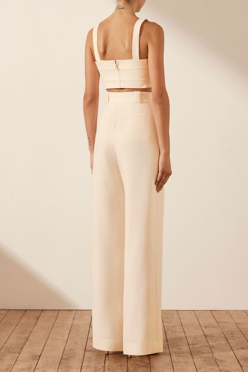 Irena High Waisted Tailored Pant - Ivory