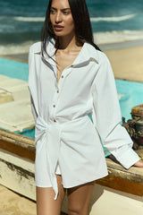 LA Button Down Wrap Dress - White