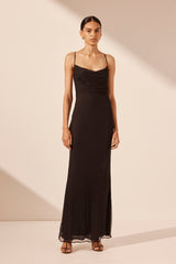 Claude Lace Back Bias Maxi Dress - Black BLVD Claude Lace Back Bias Maxi Dress - Black BLVD