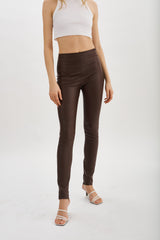 Tulia Leather Leggings - Mahogany