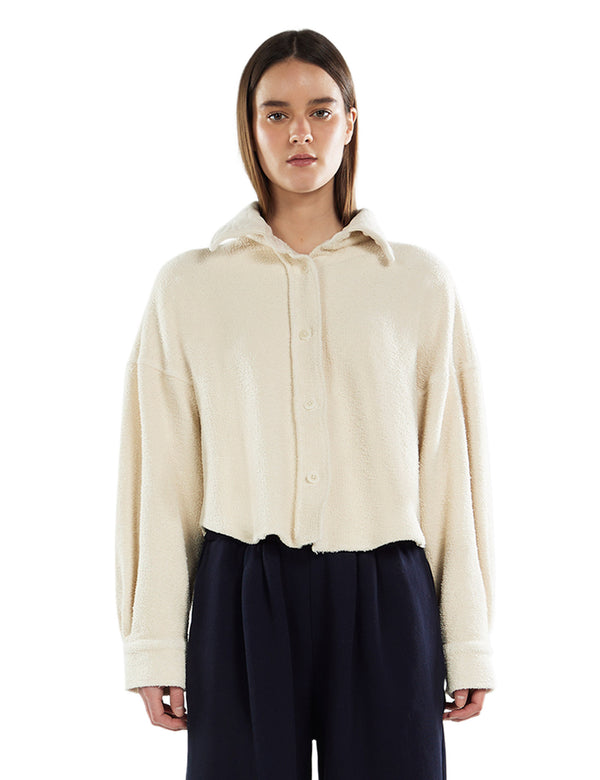 Alison Crop Button Up - Ivory