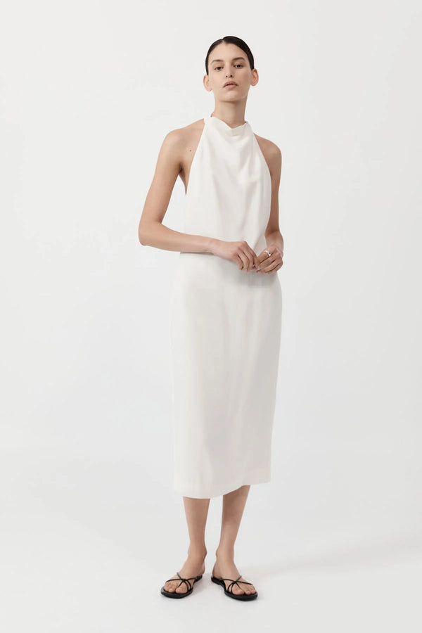 Asymm Belt Back Dress - Off White