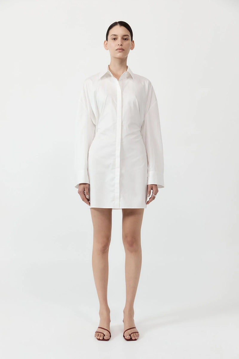 Cotton Oversized Shirt Dress - White