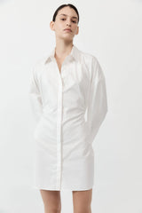 Cotton Oversized Shirt Dress - White