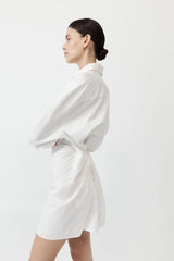 Cotton Oversized Shirt Dress - White