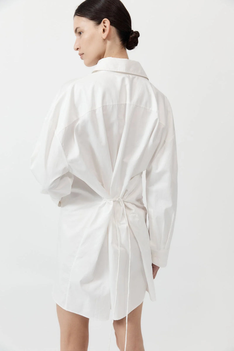 Cotton Oversized Shirt Dress - White