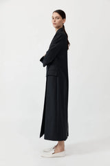 Pinstripe Maxi Coat - Black