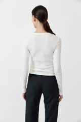 Organic Cotton Long Sleeve Top - White