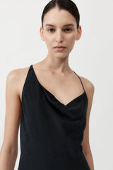 Asymm Drape Maxi Dress - Washed Black