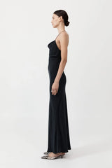 Asymm Drape Maxi Dress - Washed Black