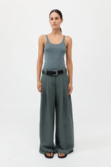 Organic Cotton Slim Scoop Tank - Balsam Green