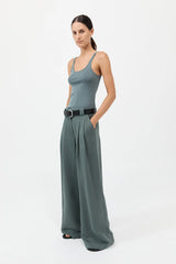 Organic Cotton Slim Scoop Tank - Balsam Green