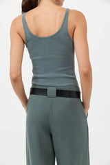 Organic Cotton Slim Scoop Tank - Balsam Green