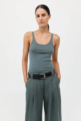 Organic Cotton Slim Scoop Tank - Balsam Green