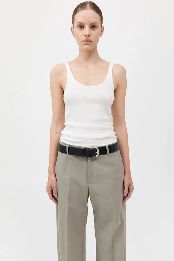 Organic Cotton Slim Scoop Tank - White