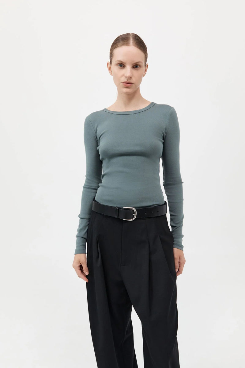 Organic Cotton Long Sleeve Top - Balsam Green