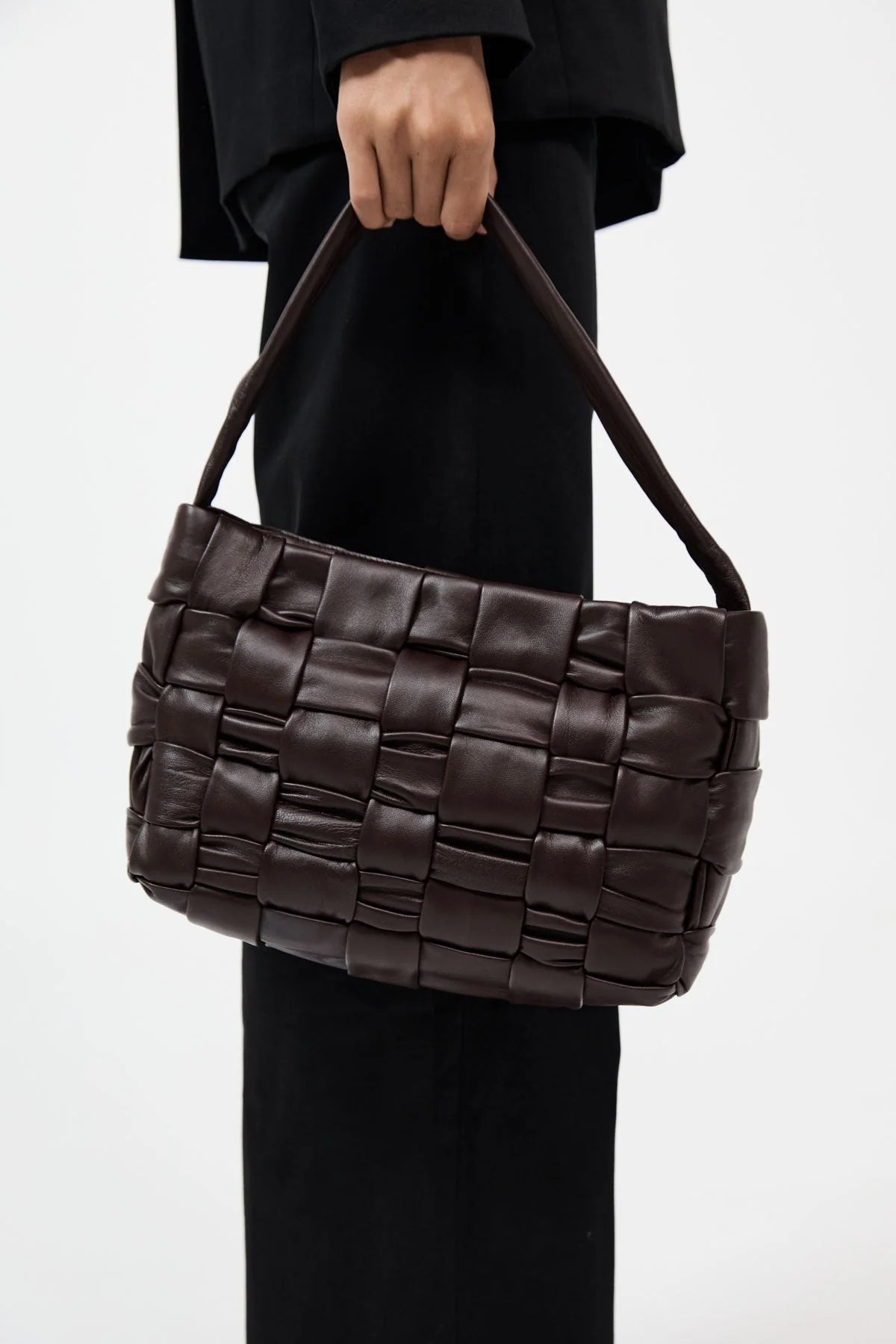 Textured Mini Woven Tote - Chocolate – BLVD