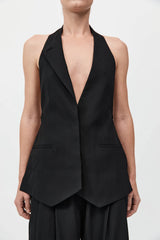 Wool Double Layer Blazer - Black